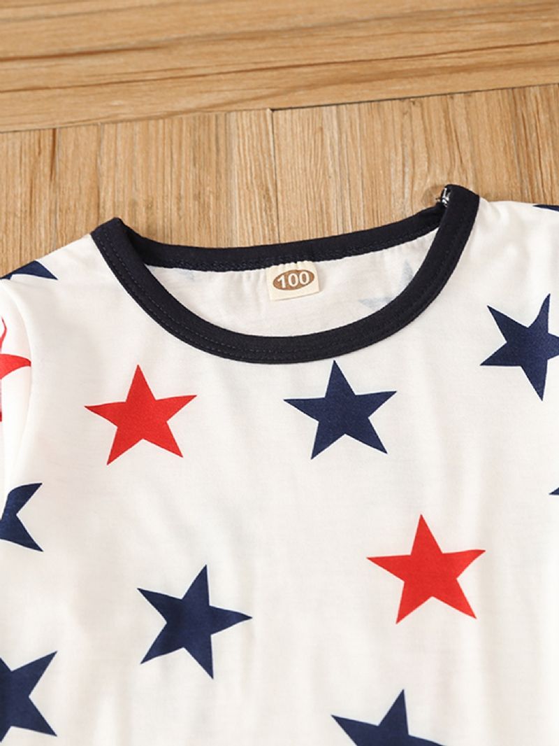 Småbarn Gutter Little Star Mønster Crew Neck Sweatshirt Pyjamassett