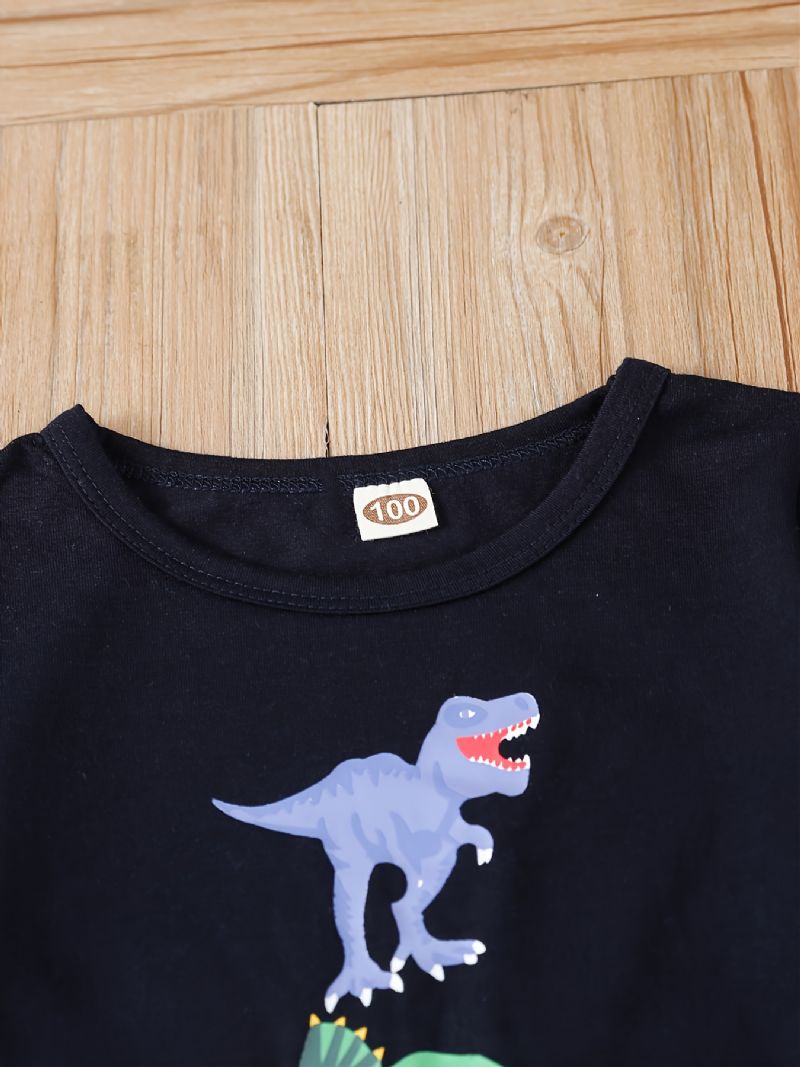 Småbarn Gutter Tegneserie Dinosaur Print Crewneck Sweatshirt & Sweatpants