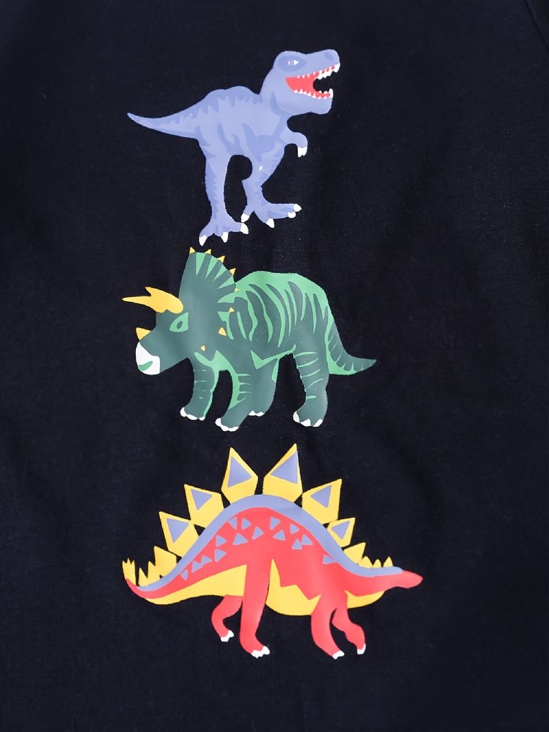 Småbarn Gutter Tegneserie Dinosaur Print Crewneck Sweatshirt & Sweatpants