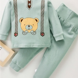 Småbarnsgutt Bomull Animal Solid Pyjamassett Og Bukser