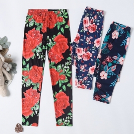 3 Stk Jenter Casual Vintage Flower Print Leggings Til Vinter