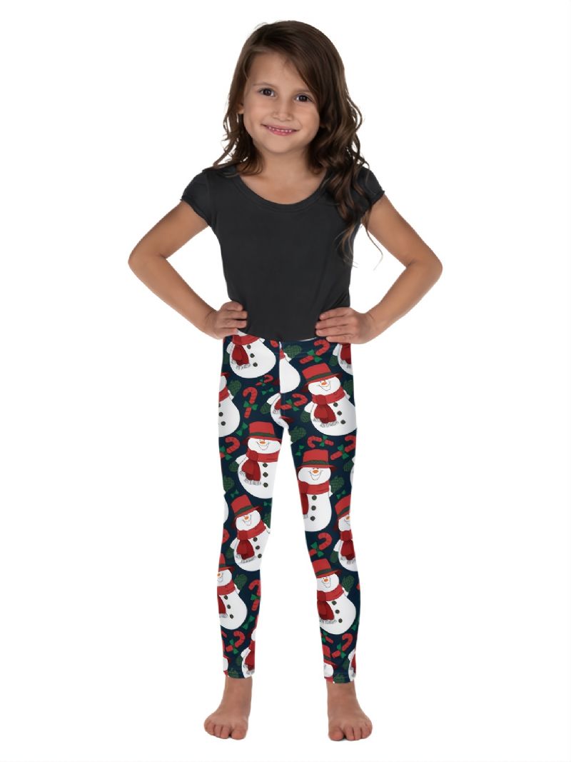 Autumn Winter Jenter Christmas Series Snowman Printed Leggings