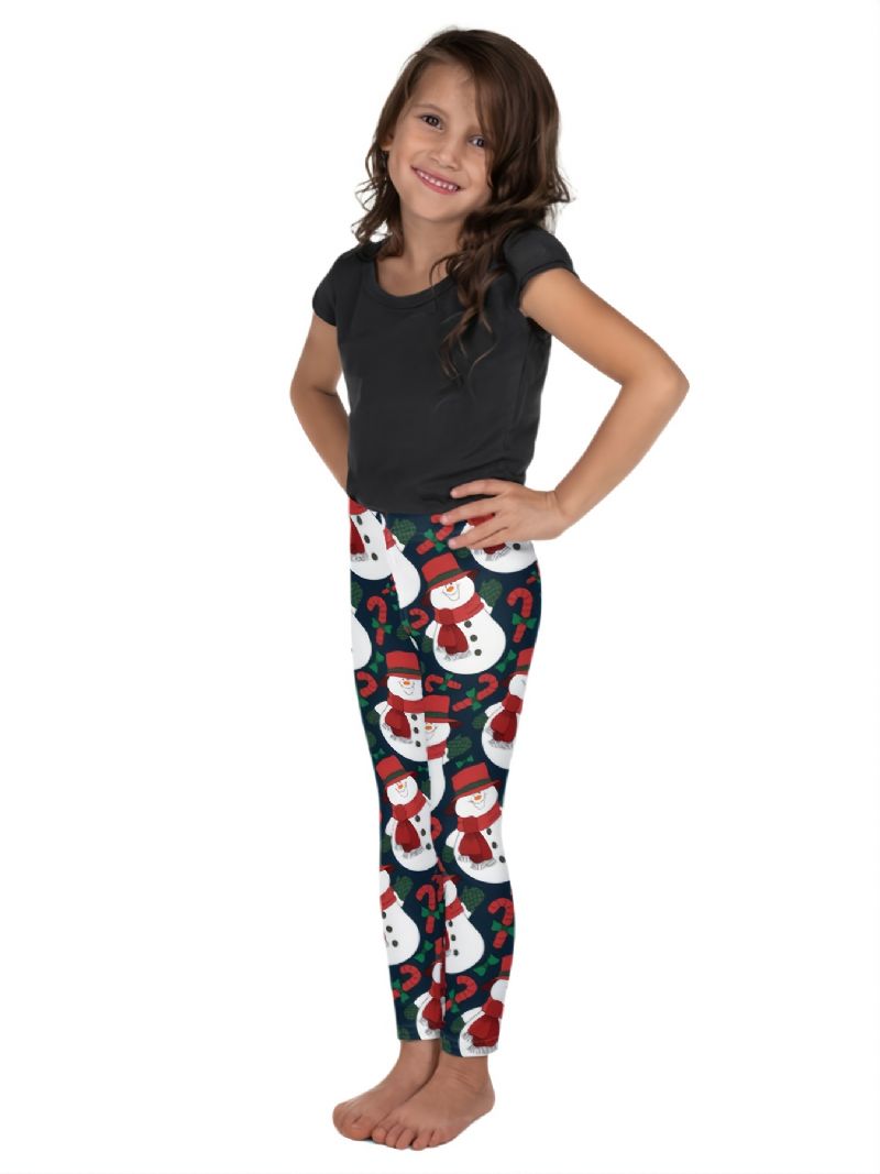 Autumn Winter Jenter Christmas Series Snowman Printed Leggings