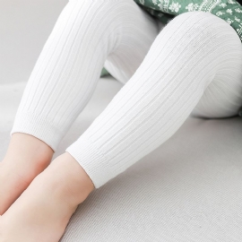 Baby Barn Jenter Leggings Bomull Høy Stretch Ribbebukser