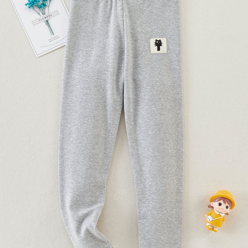 Baby Barn Jenter Leggings Bomulls Joggebukse Med Kattetrykk