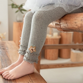 Baby Jenter Stretch Myke Leggings Ruffle Knit Footless Tights Bukser Barneklær