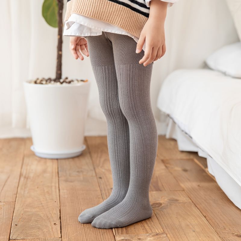 Baby Jenter Ensfarget Strikket Tights Leggings Strømper Myk Varm Strømpebukse Barneklær