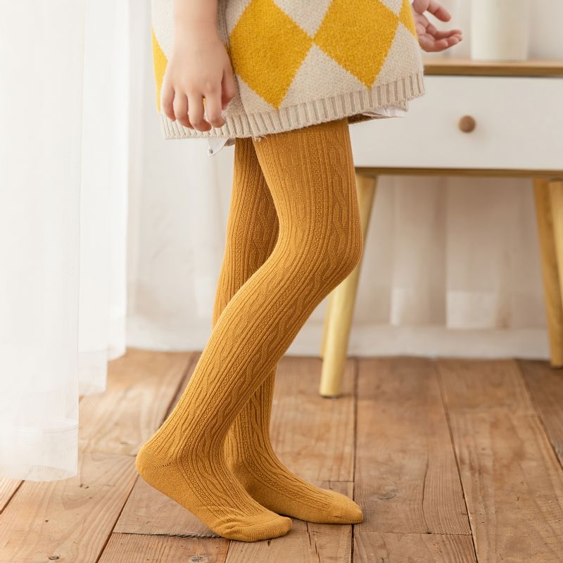 Baby Jenter Ensfarget Strikket Tights Leggings Strømper Myk Varm Strømpebukse Barneklær