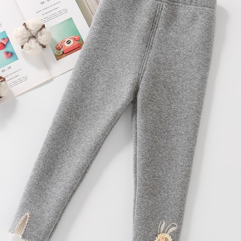 Baby Jenter Leggings Fleece Varme Ensfarge Barneklær