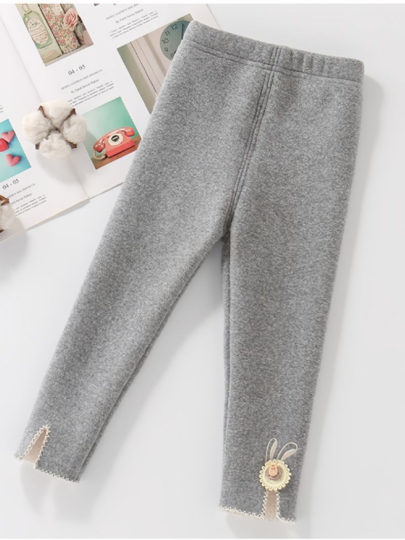 Baby Jenter Leggings Fleece Varme Ensfarge Barneklær