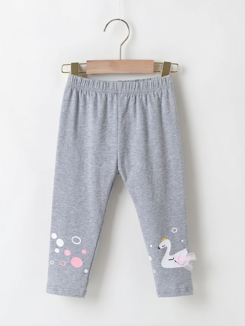 Baby Jenter Søt Swan Print Bomull Leggings Høst Vinter