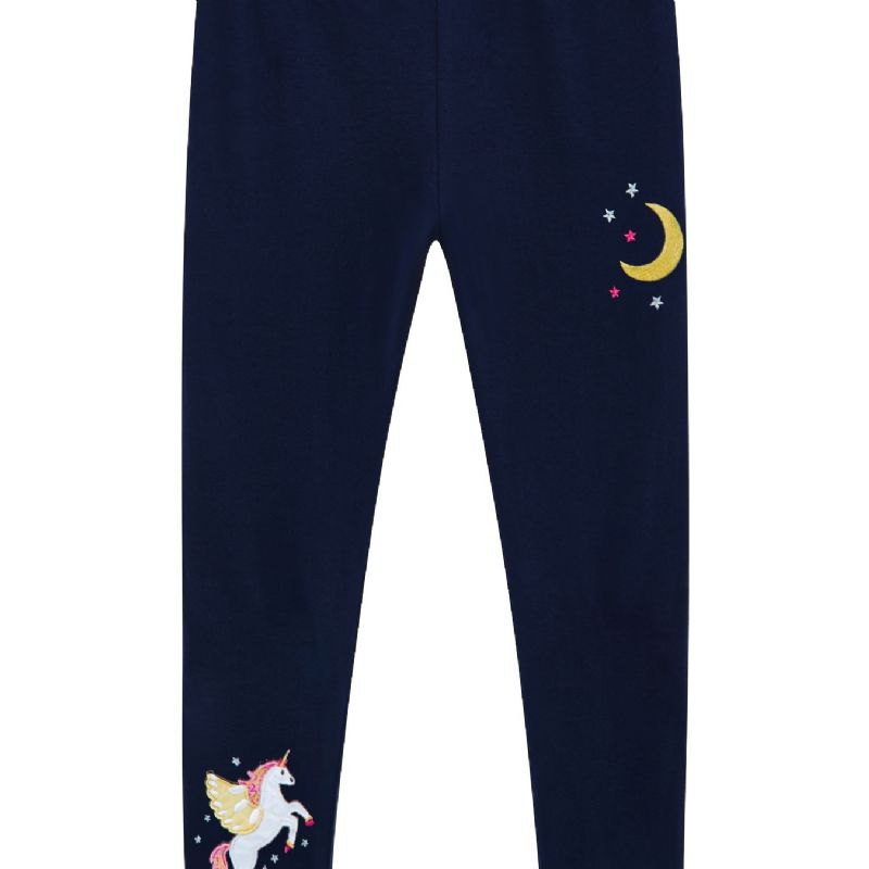 Baby Jenter Stretch Myke Leggings Star Unicorn Broderibukser Barneklær