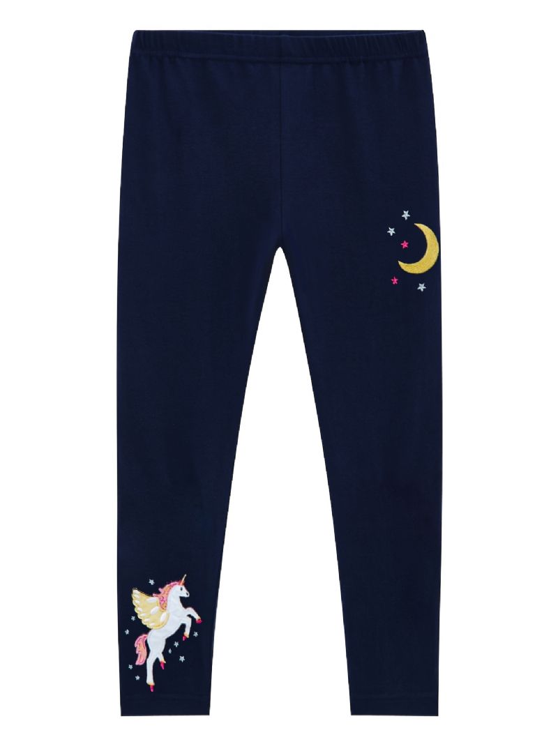 Baby Jenter Stretch Myke Leggings Star Unicorn Broderibukser Barneklær