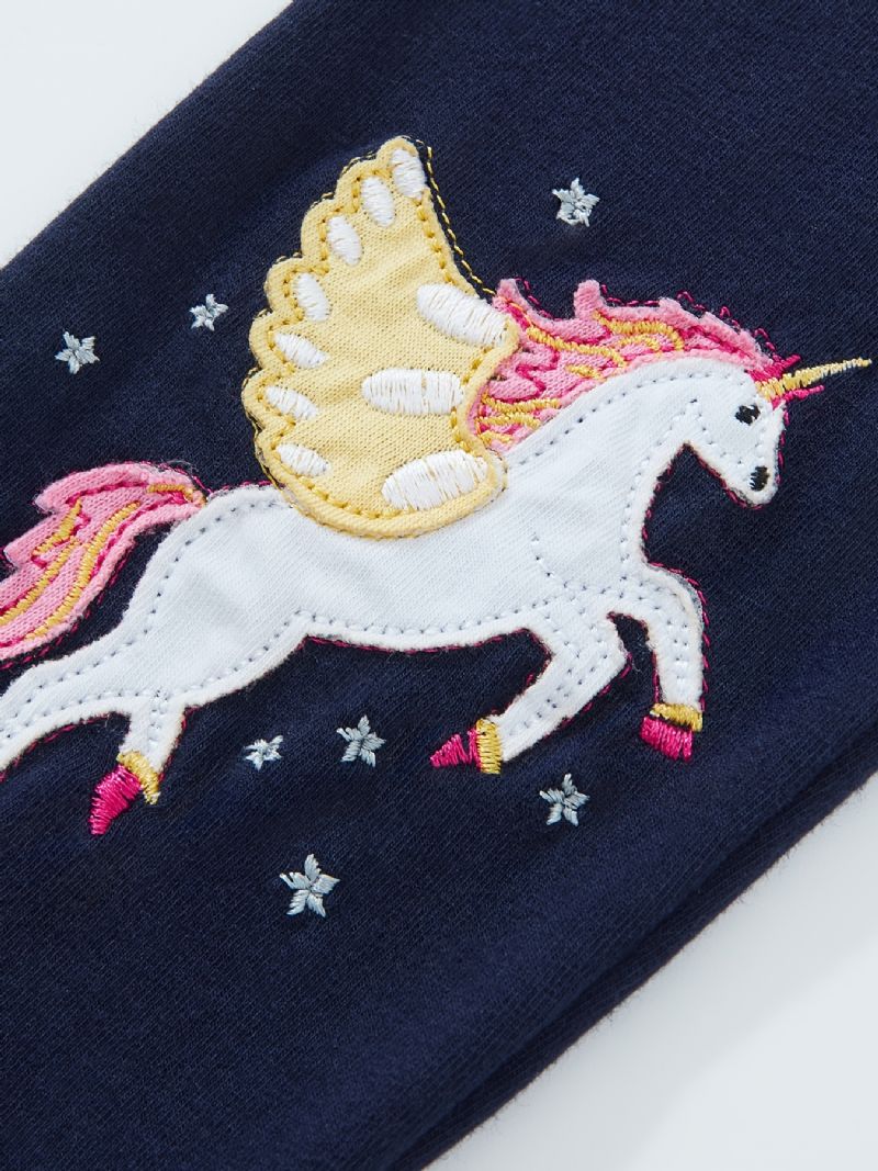 Baby Jenter Stretch Myke Leggings Star Unicorn Broderibukser Barneklær