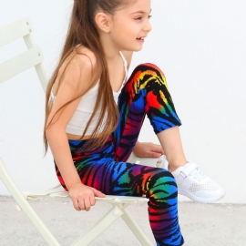 Barn Jenter Svart Rainbow Tie Dye Leggings Tie Dye Stretch Myke Bukser