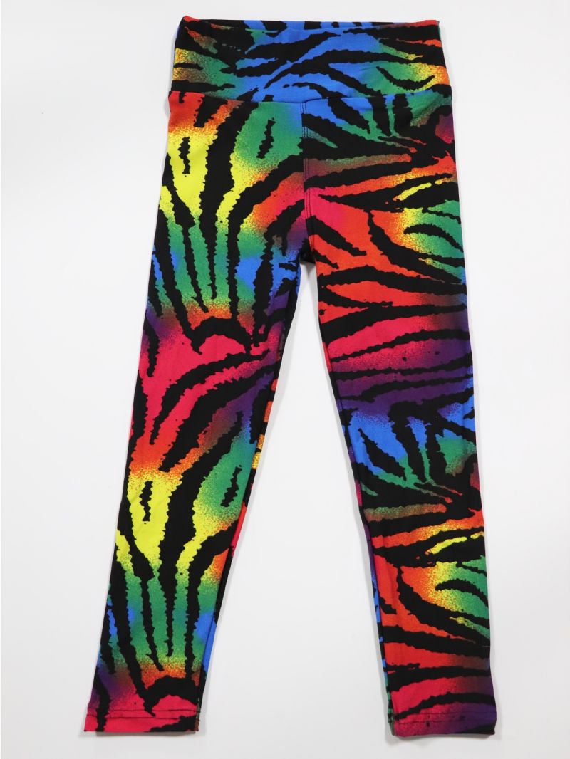 Barn Jenter Svart Rainbow Tie Dye Leggings Tie Dye Stretch Myke Bukser