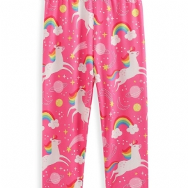 High Stretch Jenter Tegneserie Unicorn Leggings