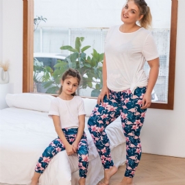 Høst Vinter Jenter Mote Blomster Rosa Flamingo Printed High Elastisity Leggings