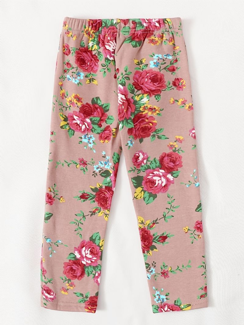 Jenter Bomull Elastisk Blomsterprint Legging Barneklær