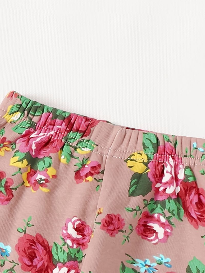 Jenter Bomull Elastisk Blomsterprint Legging Barneklær