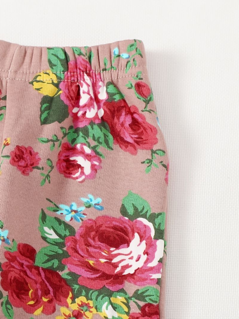 Jenter Bomull Elastisk Blomsterprint Legging Barneklær