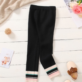 Jenter Elegant Casual Stripet Stretchy Strikket Leggings For Vinter