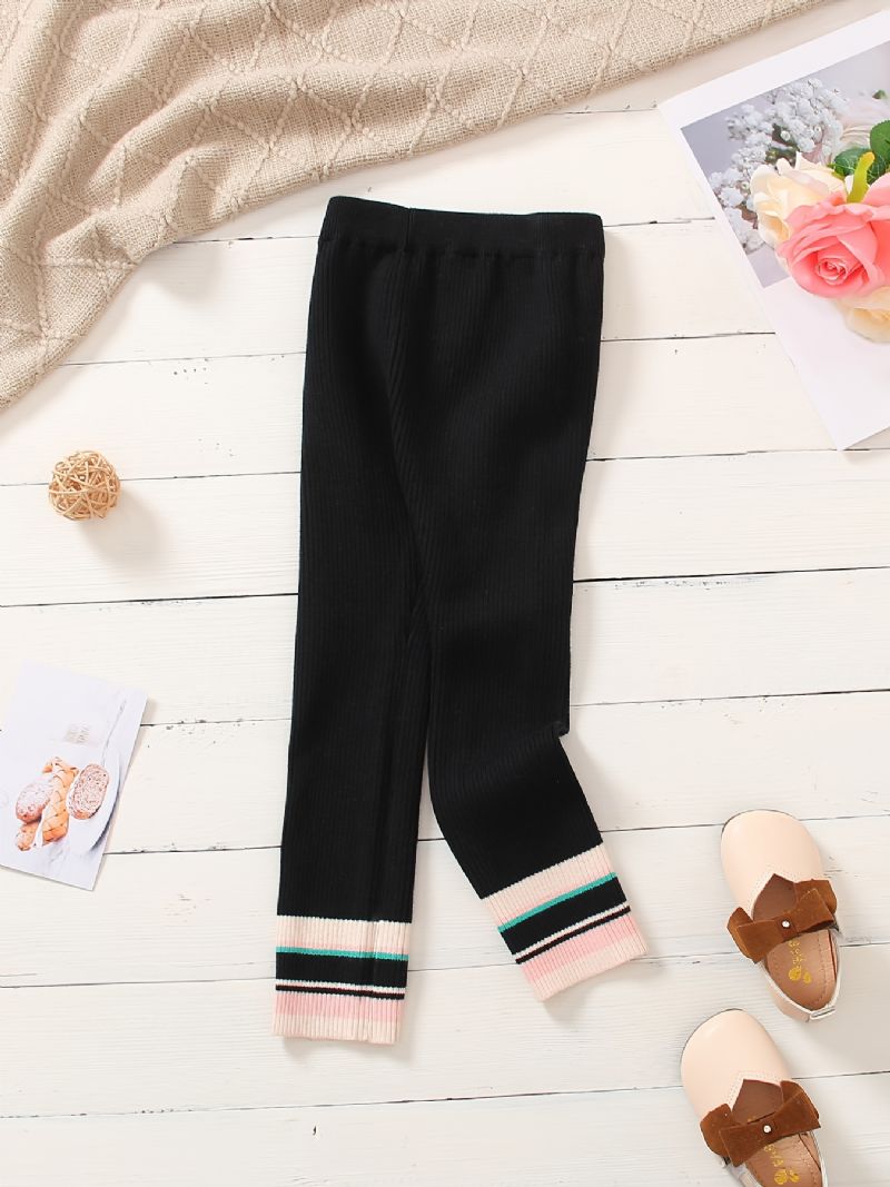 Jenter Elegant Casual Stripet Stretchy Strikket Leggings For Vinter