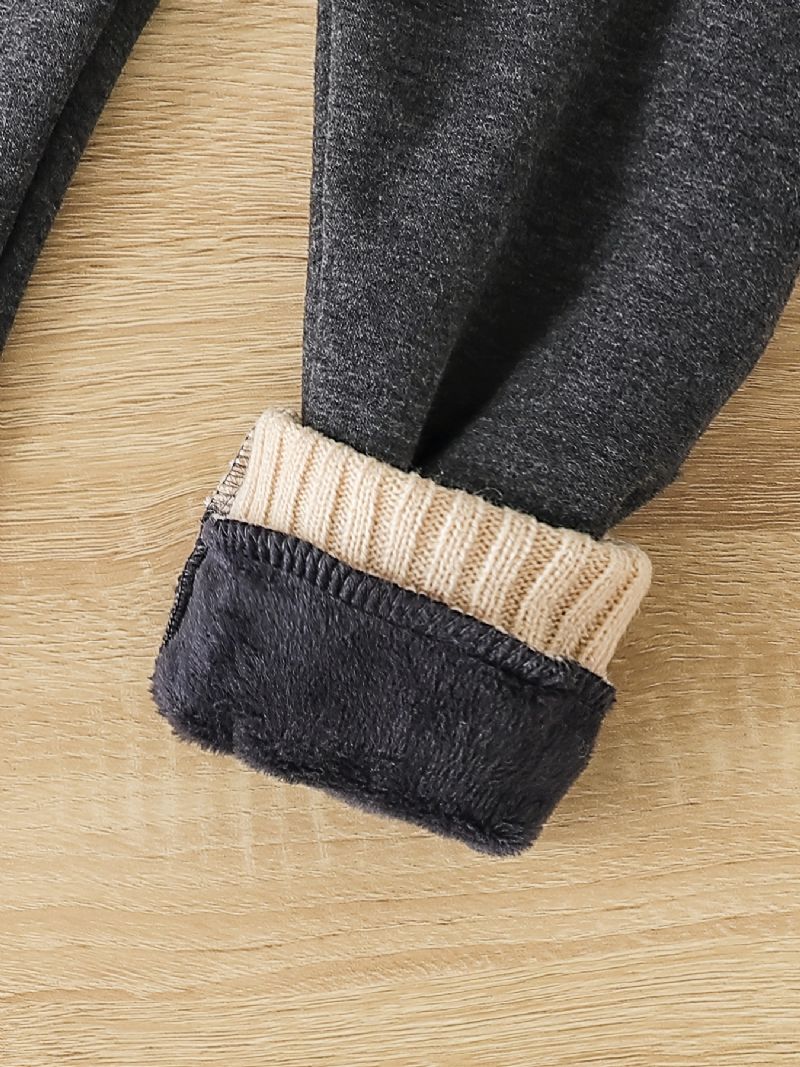 Jenter Fleece Fôret Tykke Leggings Bukser Varme Barneklær Til Vinter