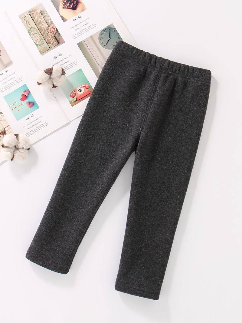 Jenter Fleece Warm Leggings Kanin Broderi Bukser Vinter Barneklær