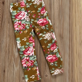 Jenter Floral Full Print Sports Leggings