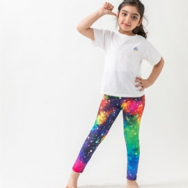 Jenter Galaxy Print Leggings Med Høy Stretch