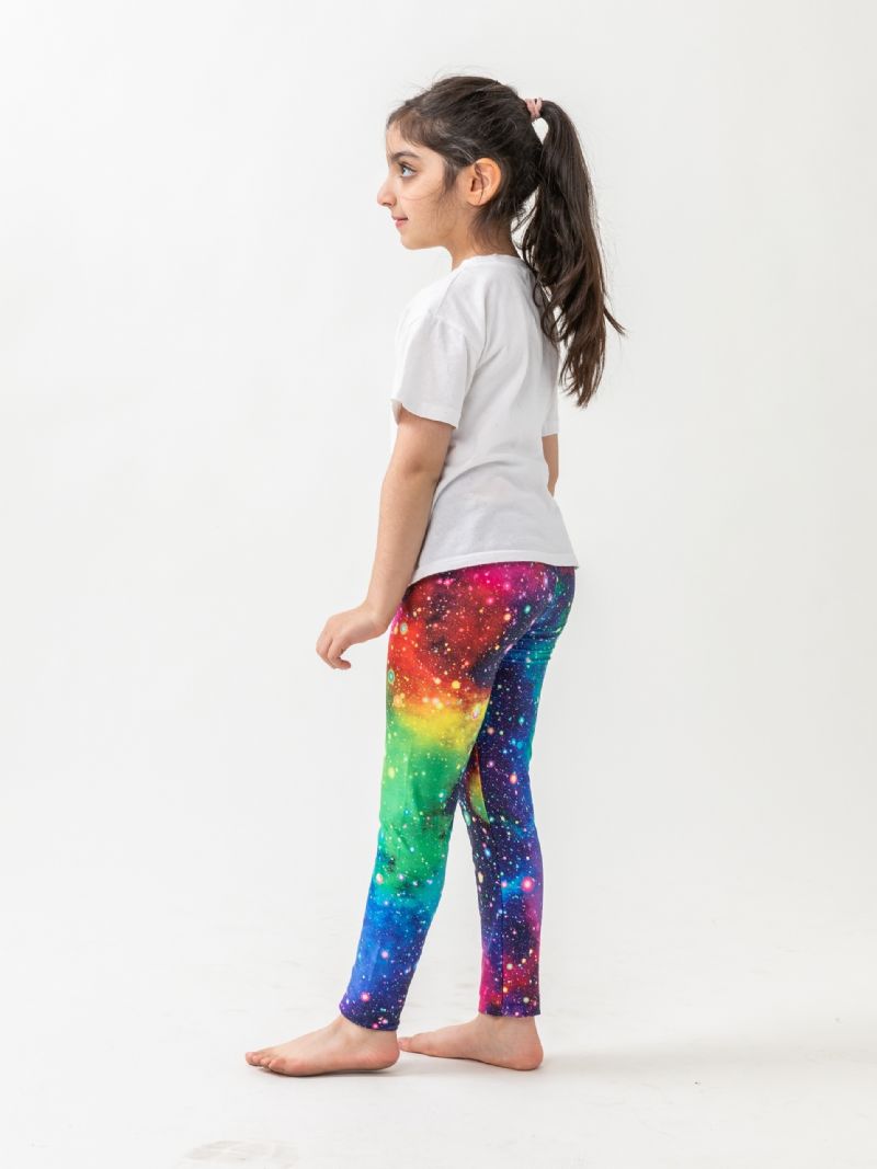 Jenter Galaxy Print Leggings Med Høy Stretch