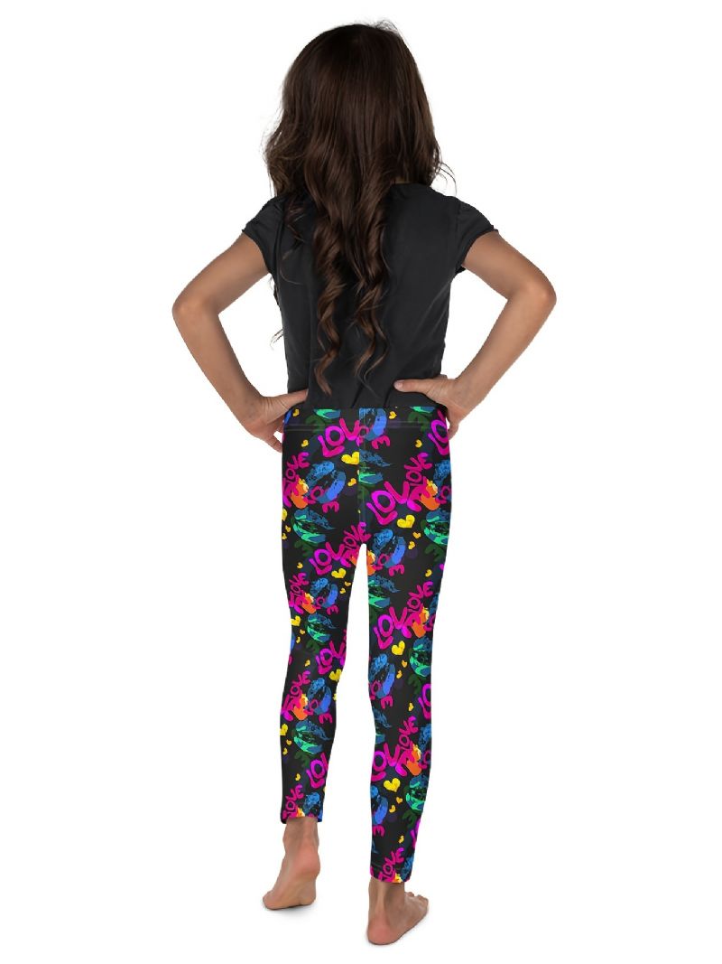 Jenter Høystrekk Myke Leggings Love Letters Print