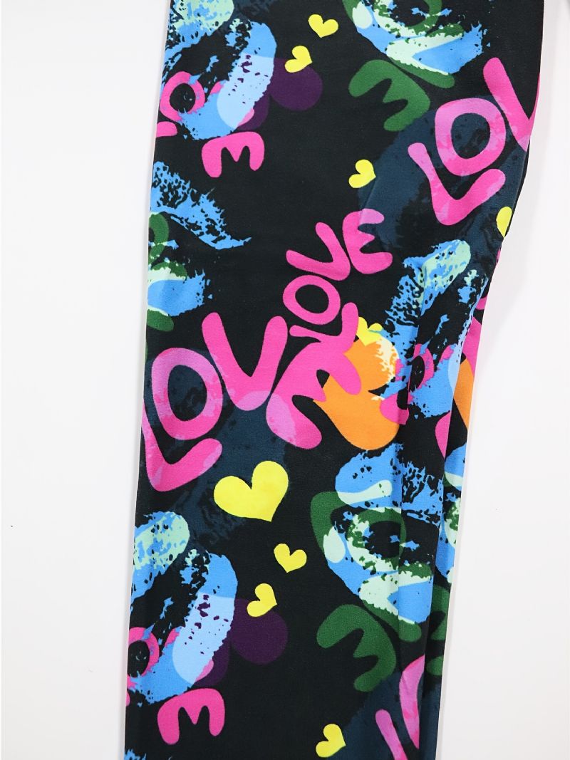 Jenter Høystrekk Myke Leggings Love Letters Print