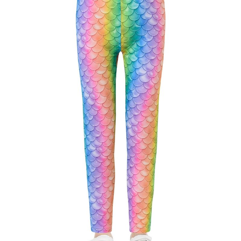 Jenter Rainbow Mermaid Printed Leggings Yoga Bukser Barneklær