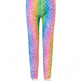 Jenter Rainbow Mermaid Printed Leggings Yoga Bukser Barneklær