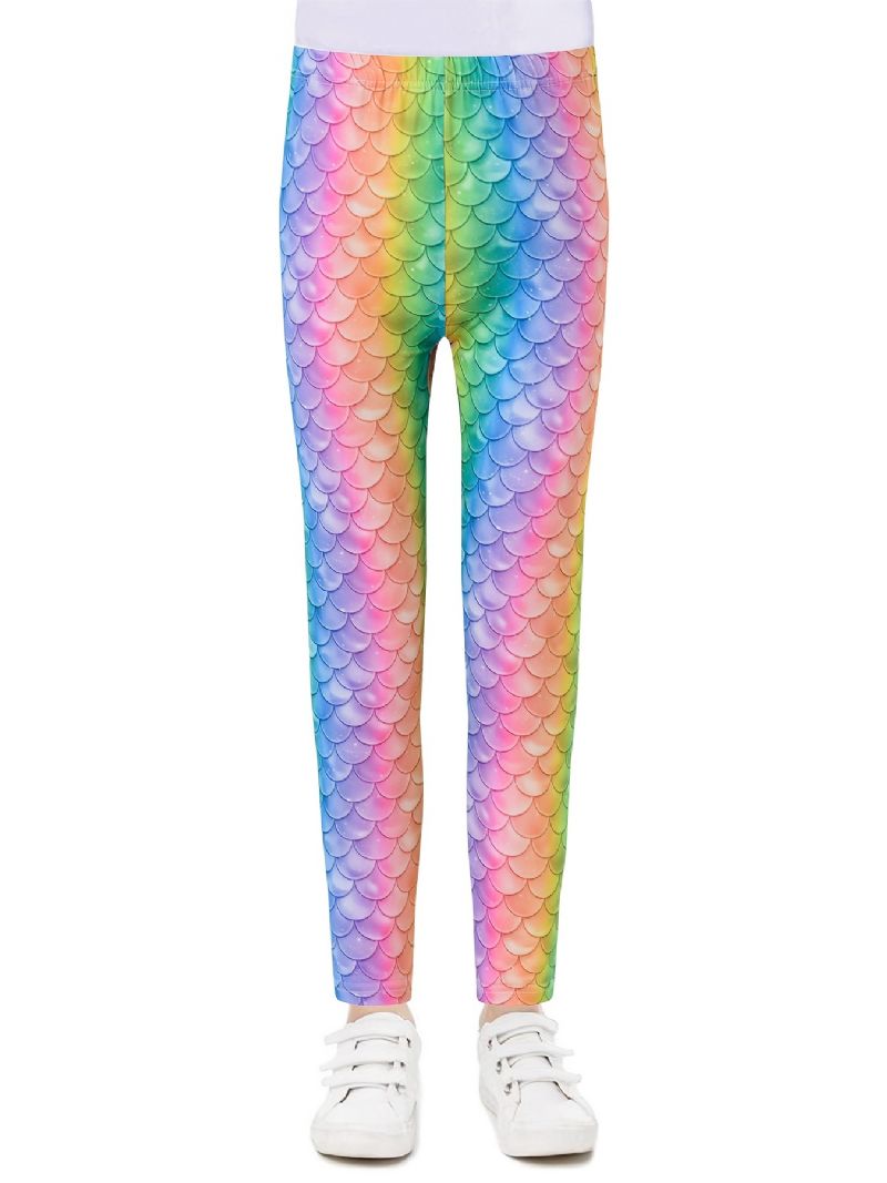 Jenter Rainbow Mermaid Printed Leggings Yoga Bukser Barneklær