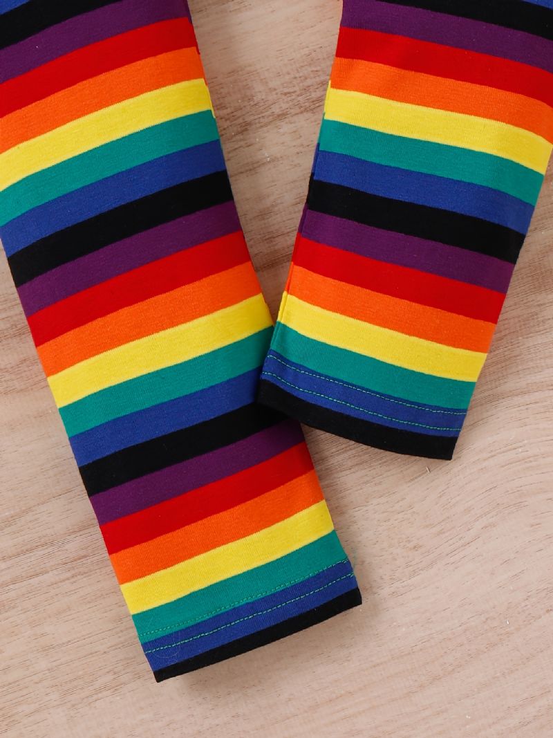 Jenter Rainbow Strip Elastisk Midje Leggings Bukser Barneklær