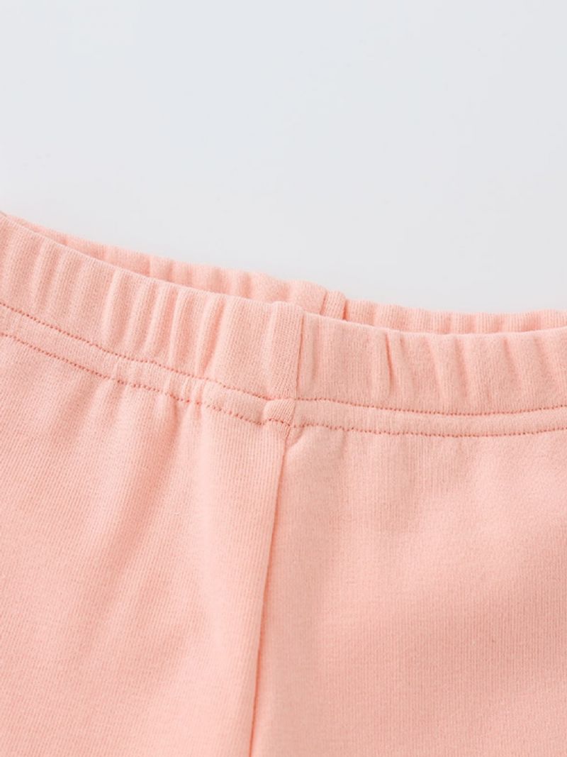 Jenter Søt Casual Søt Blonde Trim Ruffled Leggings For Winter Pink