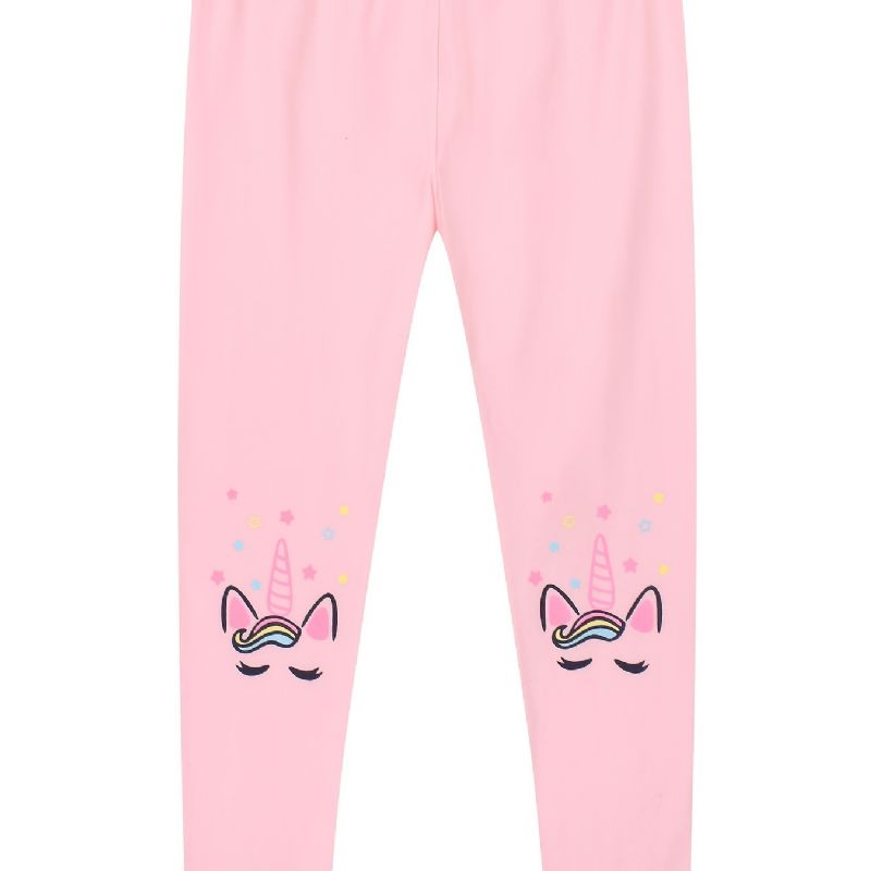 Jenter Stretch Myke Leggings Rosa Søt Unicorn Print Bukser Barneklær