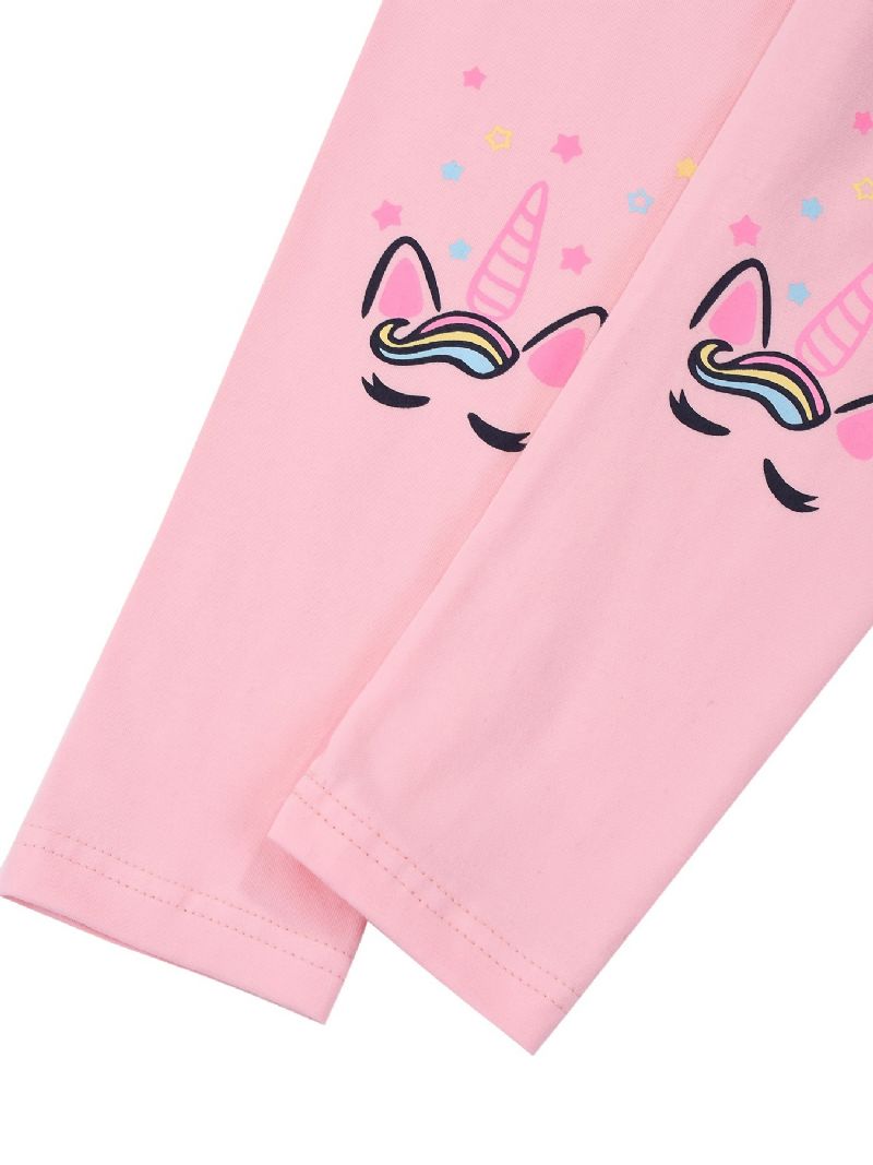 Jenter Stretch Myke Leggings Rosa Søt Unicorn Print Bukser Barneklær