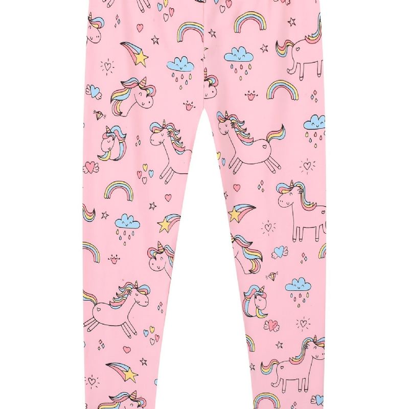 Jenter Stretch Myke Leggings Søt Unicorn Full Print Bukser Barneklær