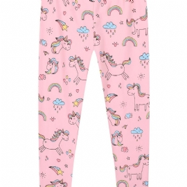 Jenter Stretch Myke Leggings Søt Unicorn Full Print Bukser Barneklær