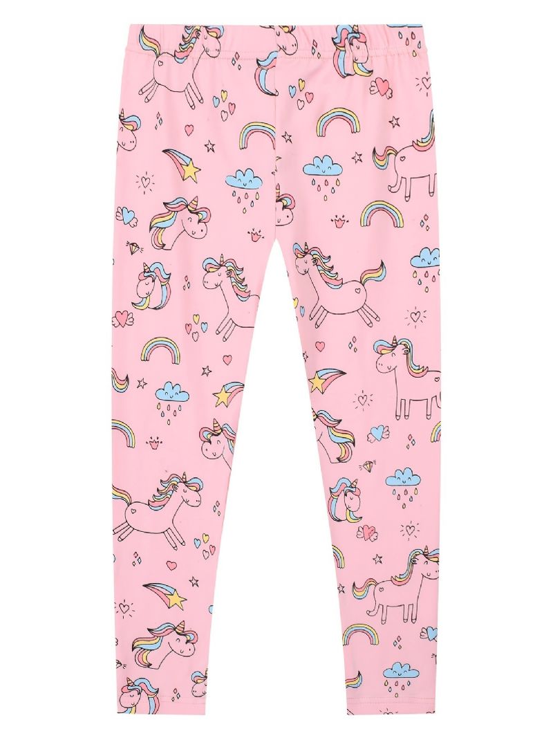 Jenter Stretch Myke Leggings Søt Unicorn Full Print Bukser Barneklær