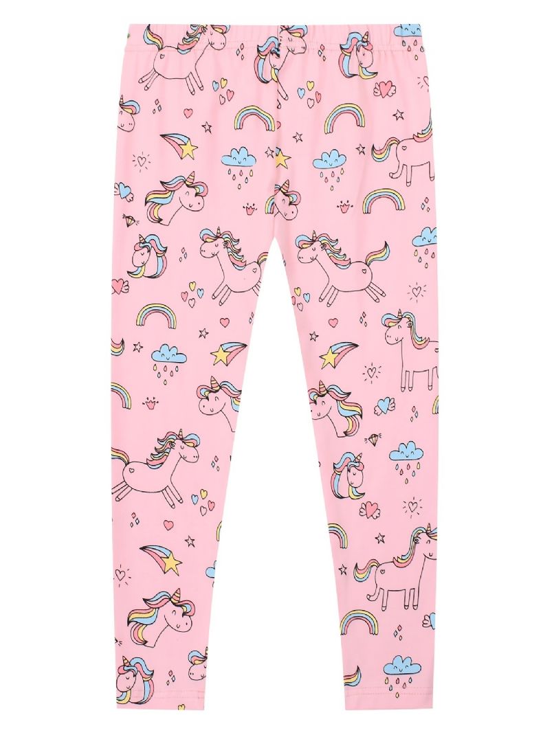 Jenter Stretch Myke Leggings Søt Unicorn Full Print Bukser Barneklær