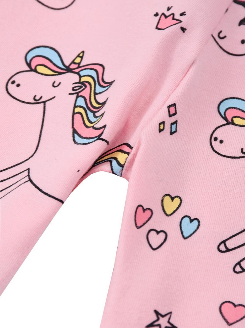 Jenter Stretch Myke Leggings Søt Unicorn Full Print Bukser Barneklær