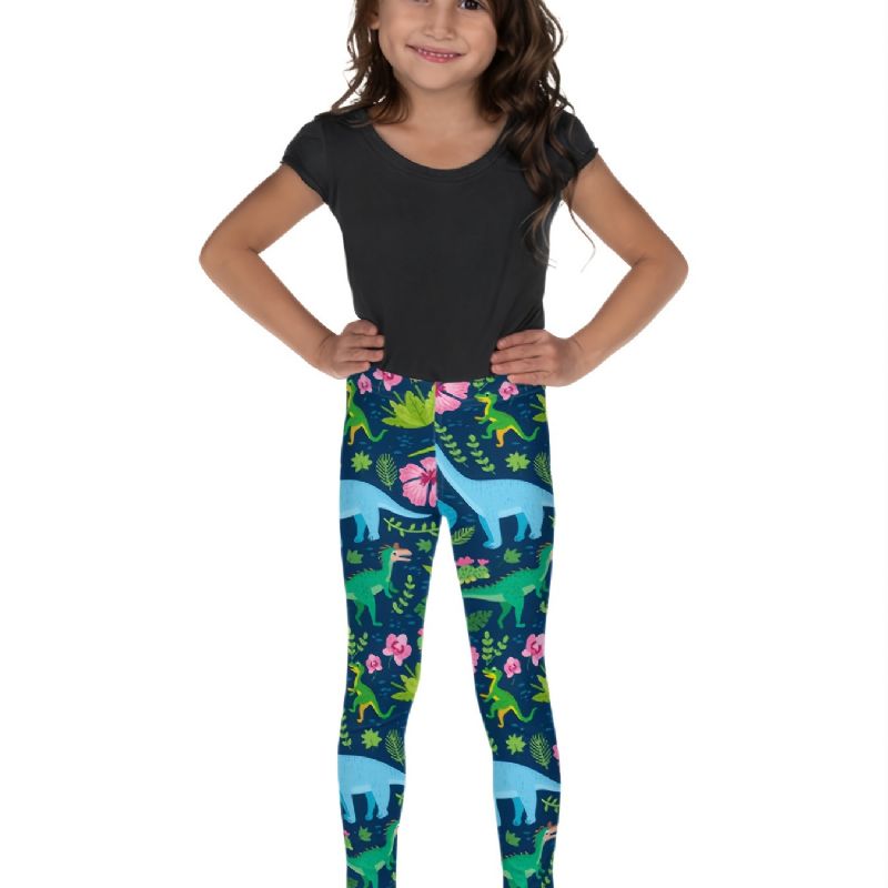 Jenter Tropical Dinosaurs Print Søte Supermyke Leggings