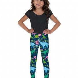 Jenter Tropical Dinosaurs Print Søte Supermyke Leggings