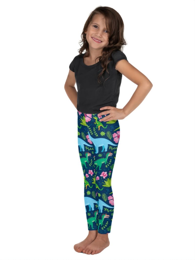 Jenter Tropical Dinosaurs Print Søte Supermyke Leggings