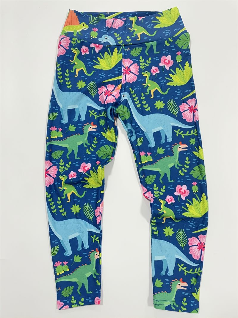 Jenter Tropical Dinosaurs Print Søte Supermyke Leggings